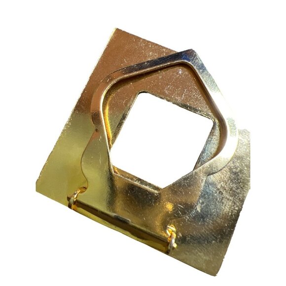 Vintage Square Gold ToneTexture Dress Clip Scarf Vintage 1.5” - Picture 3 of 6